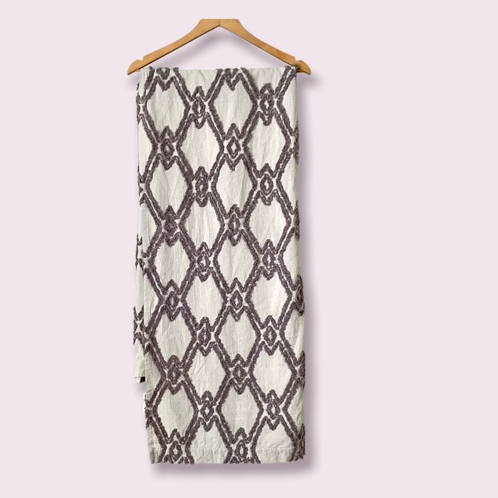 Fringe Textured Gray Shower Curtain
